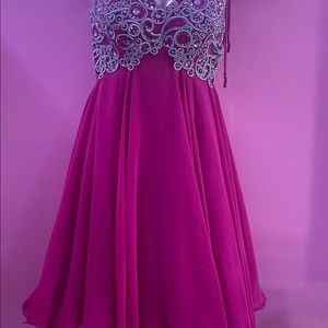 Short pink and silver prom/formal dress